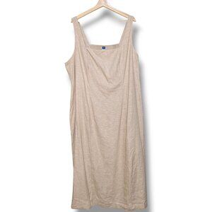New Old Navy Sleeveless Linen Blend Long Dress smocked back size 3X NWT Beige